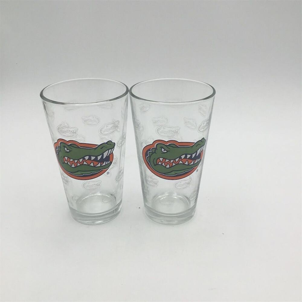 University of Florida Gators 16‎ oz Pint Glass Set of 2 Etched Logo
